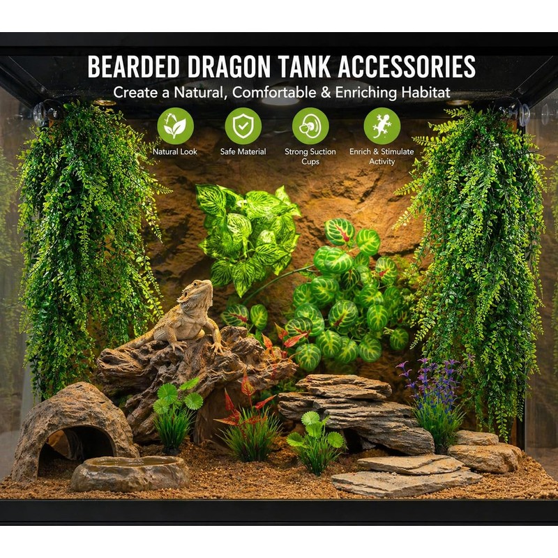 Reptile Plants for Terrarium Tank – Bearded Dragon Tank Accessories,