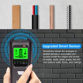 Stud Finder Wall Scanner, 5 in 1 Multifunction Stud Locator with Upgraded Smart Sensor, HD LCD Display and Audio Alarm for The Center & Edge of Metal, Studs, AC Wire, and Pipe Detection (Dull Black)