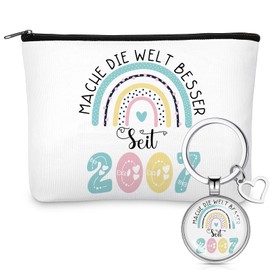 Xuniea Women's Birthday Gifts Make The World Better Cosmetic Bag Keyring Rainbow Mother's Day Gift Friendship Makeup Bag for Women Girlfriend Mother Sister, As shown in the picture, 2007