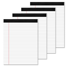 Note Pads 8.5 x 11 Wide Ruled Lined Writing Note Pad for Office 4 Pack White Legal Pads 8.5 x 11", 30 Sheets per White Notepad 28 Lines Lined Paper Pads for School Perforated Legal Notepads for Work