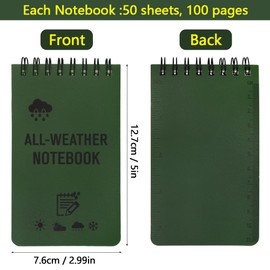 YDHfdc 5 Stück Mini Notizbuch Wasserfest Notizblock Klein mit Top Spirale Pocket Notebook Allwetter Notizbuch Klein mit Raster für Outdoor, Zuhause, Schule, Büro