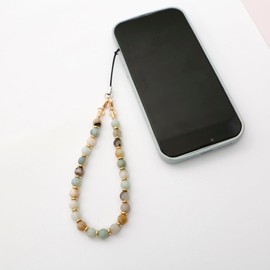 AOKSUNOVA Beaded Phone Charm Strap,Pearl Cellphone Lanyard with Tether Tab, Universal Phone Bracelet Strap for Women