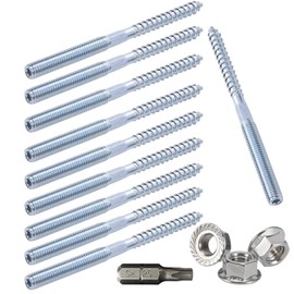 Hanger Bolts M8 x 100 mm Double Head Screws Double Thread Screws Pack of 10 Screw Pins with Locking Teeth Nuts for Furniture Legs Metal Hanger Wooden Board (M8 x 100)