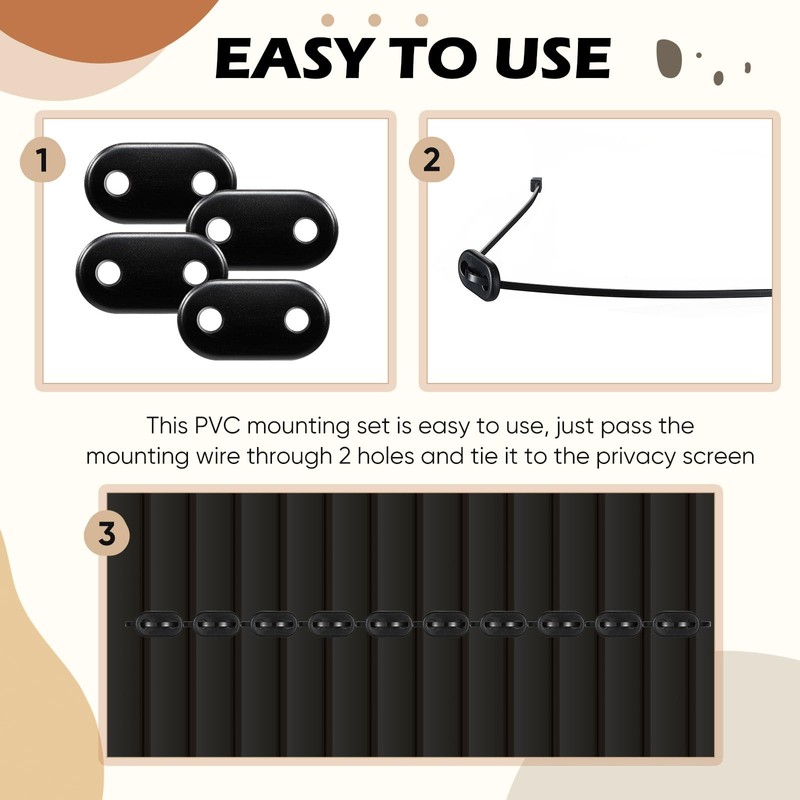 Sinmoe Privacy Screen Attachment Set Including Cable Ties and Mounting