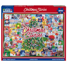 White Mountain 1000 Piece Jigsaw Puzzle Winter Christmas Holiday Puzzles for Adults and Kids 24"x30" Large Pieces - Christmas Stories