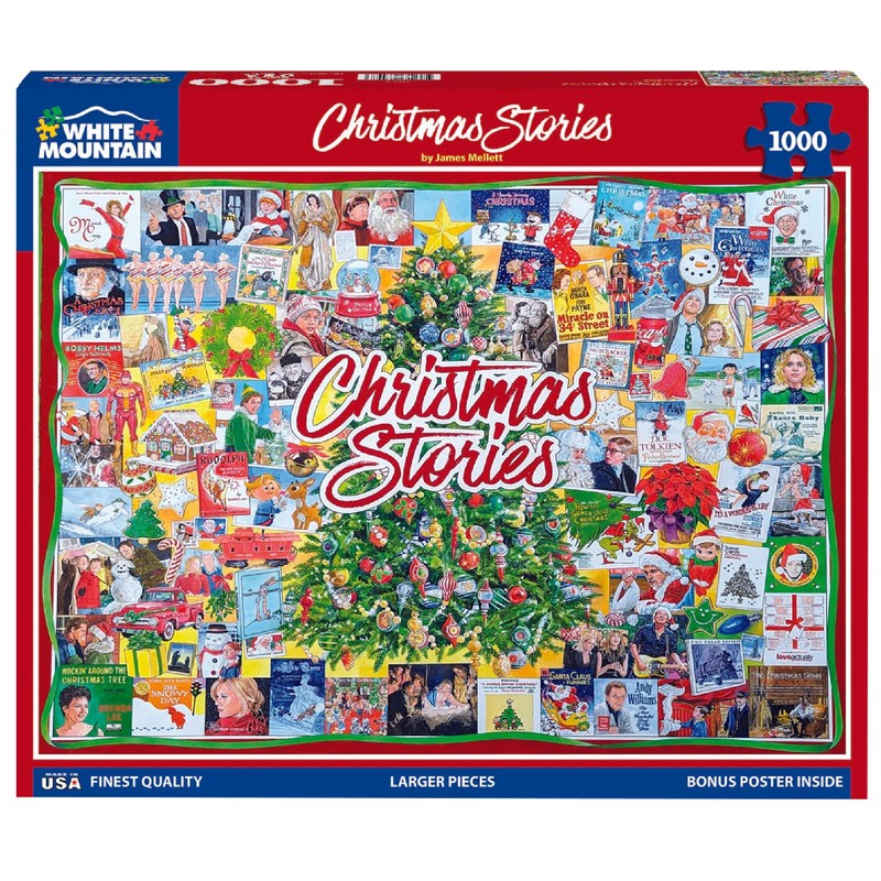 White Mountain 1000 Piece Jigsaw Puzzle Winter Christmas Holiday Puzzles