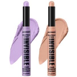 LANGMANNI Multi-Use Face Contour Stick,Highlighter & Concealer Stick, Combo Use For Correcting Color Balancing (#03+#04 Lavender+Dark Peach)