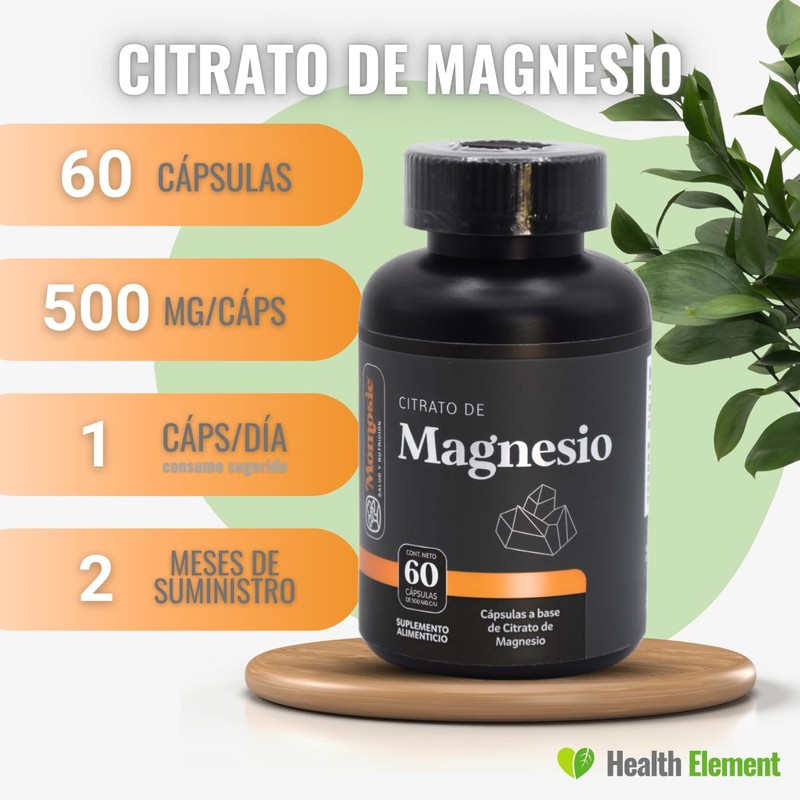 Citrato De Magnesio Puro | 60 Cápsulas | Ideal Para