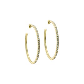 Ted Baker Claire Large Crystal Hoop Earrings for Women (Gold/Crystal)