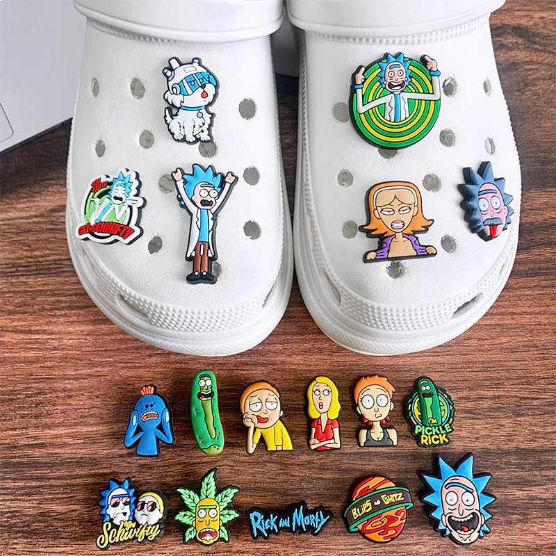 Rick Shoe Charms 18pcs Different Decoration for Teens Adults Clog