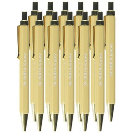 Christian Brands Ballpoint Ink Pen - Inspirational Pastel Retractable Ballpoint Pens, 12-Pack, Gold