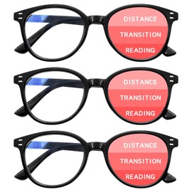 SIGVAN Progressive Multifocus Reading Glasses Blue Light Blocking Women Men Computer Eyeglasses Spring Hinge Readers (3 Black, 2.0)