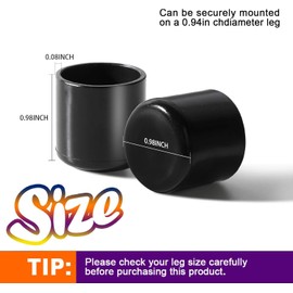 HNYYZL 22mm Chair Leg caps Rubber 32Pcs, Chair Leg Floor Protectors,Folding Chair Leg caps,Floor Protectors for Chairs,Table Leg caps,Anti-Slip, Black