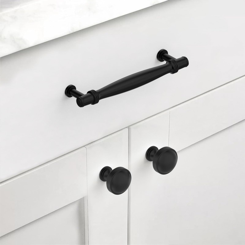 Asidrama 10 Pack 5 Inch(128mm) Matte Black Kitchen Cabinet Handles,