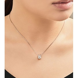 [Michooyel] 925 Silver 1CT Moissanite Pendant Necklace 18K White Gold Plated Silver D Color Ideal Cut Diamond Necklace for Women with GRA Certification Card.., Cubic Zirconia, Moissanite