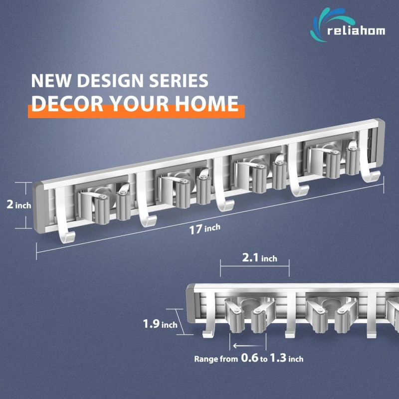 reliahom Broom Holder Wall Mount Mop and Broom Hanger Wall