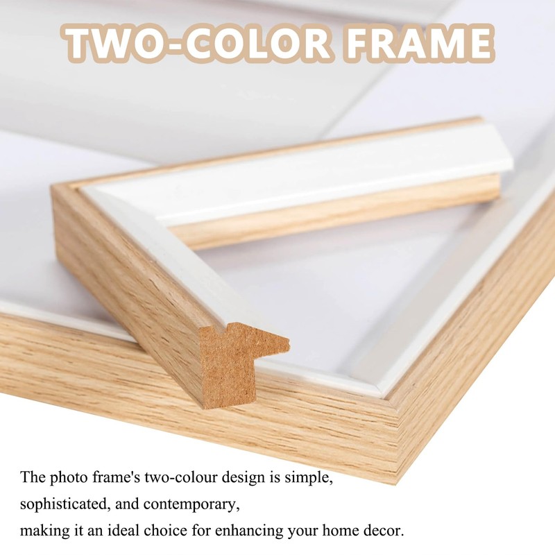 Baoee 8x6 Oak White Two Tone Picture Frame with 6x4