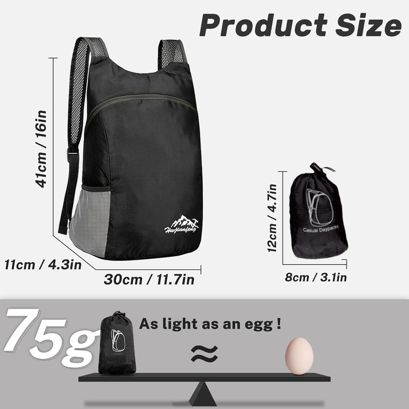 WADY Ultra Lightweight Foldable Hiking Backpack - Water Resistant Light
