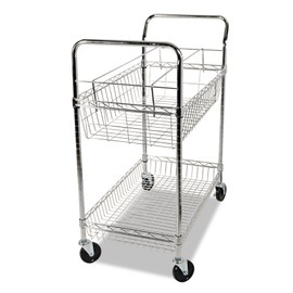 Alera ALEMC3518SR Carry-All 34.88 in. x 18 in. x 39.5 in. Basket/Shelf Mail Cart - Silver