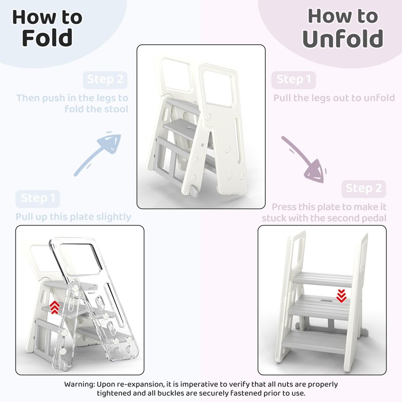 CuFun Toddler Step Stool for Bathroom Sink Kitchen Counter,Adjustable 2