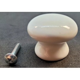 1-1/4" White Porcelain Round Knob handle pull drawer desk cabinet door antique