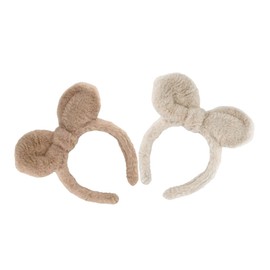 FRCOLOR 2pcs Plush Bunny Ear Hairband for Soft Delicate Headbands for Face Washing Makeup Party Cosplay Cute Compact Hair Accessories Khaki