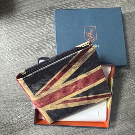 Union Jack Leather Card Holder Wallet, 8 Card Slots, RFID Blocking, Premium Genuine Leather