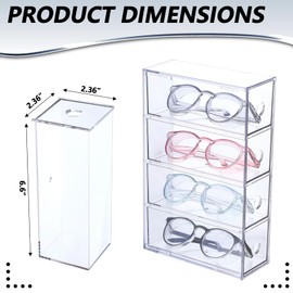 2 Pack Acrylic Storage Drawer Organizer, Dustproof Pen and Marker Storage Organizer for Desk, Clear Makeup Drawer Organizers with 8 Drawers for Art Crafts, Marker, Countertop