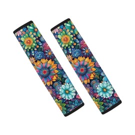 Coldinair Boho Flower Car Seat Belt Pads Seatbelt Covers,Soft Comfort Shoulder Seatbelt Pads Cover Seat Belt Cushion for Women Girls