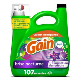 Gain + Aroma Boost Liquid Laundry Detergent, Moonlight Breeze Scent, 107 Loads, 154 fl oz, HE Compatible