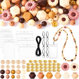 Cinnvoice 413 Pcs Silicone Beads Lanyard Making Kit Silicone Beads Bulk for Keychain Making 9mm 12mm 14mm Round Polygonal Rubber Multicolor Clips Badge Bracelet Necklace Jewelry Gifts (Bohemian Color)