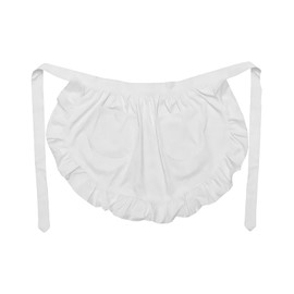 Half White Apron Waist Apron with 2 Pockets White Waitress Apron White Half Apron for Women Adjustable Frilly Waiter Apron Maid Costume Aprons for Kitchen Cooking Restaurant Servers Hote Coffee Shop