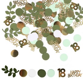 Confetti Green Gold, Pack of 400 Engagement Party Table Decoration, 18th Birthday Theme Party Confetti Green Table Shaker for Party Birthday Wedding Children's Room Table Top Paper Scraps
