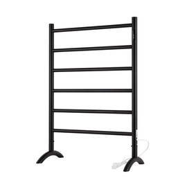 NORTTA Freestanding Towel Warmer 6 Bars Plug-in Option 3 Working Modes Black Stainless Steel 24" W 34" H