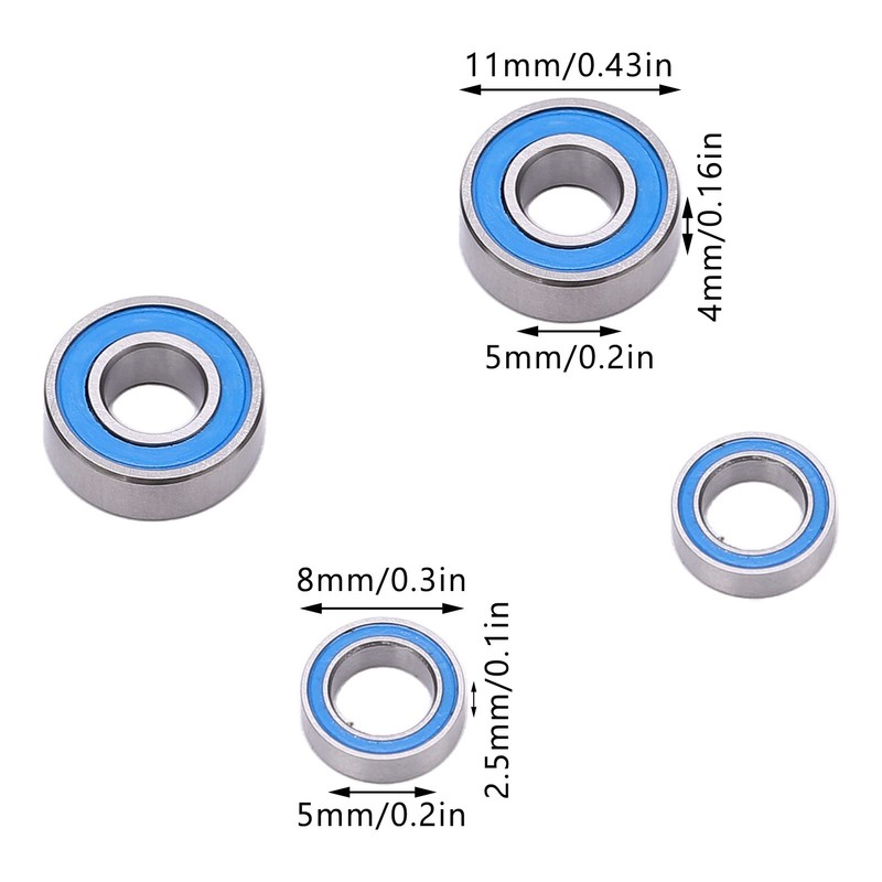 19Pcs RC Wheel Bearing Kit, Stainless Steel RC Car Sealed