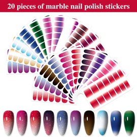 YECIRALA 20 Sheets 280 Pcs Gradient Nail Polish Strips for Women Nails Stickers Full Nail Wraps Glitter Nail Polish Stickers Stick On Nails Decal Strips with Nail File DIY Nail Crafts Gel Nail Strips