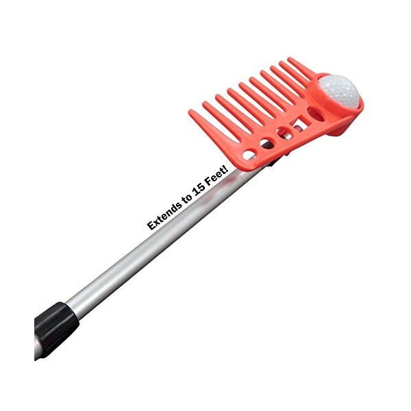 JP Lann 15 Foot 2-in-1 Combo Golf Ball Retriever (Rake
