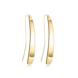 Shuxin Long Dangle Earrings for Women 18k Gold Plated Curved Threader Dangly Earrings Geometric Bar Drop Earrings Hypoallergenic Pull Through Earrings for Girls Statement Jewellery Gift for Her