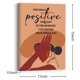 JANLAN African American Women Canvas Wall Art Framed,Black Women One Small Positive Thought Wall Decor,Inspirational Canvas Wall Art Ready to Hang for Black Women Girls Home Bedroom Office