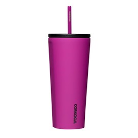 Corkcicle Cold Cup Insulated Tumbler with Straw - Keeps Drinks Cold for 12 Hours - Triple-Insulated Stainless Steel - Leak-Resistant Lid - Summer Drinkware Gift - 24 oz - Berry Punch