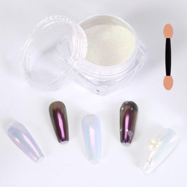 SIUSIO 0.04oz/1g White Chrome Nail Powder, Iridescent Chameleon Chrome Nail Pigment Aurora Unicorn Color Shifting Nail Pigment for Gel Polish Nail Art Decoration, Resin Craft - Purple Mine