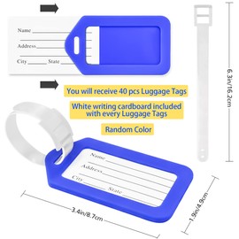 MotBach 40 pcs Luggage Tags, Multicolor Suitcase ID Labels Bag Name Tag Travel Baggage Identifiers Suitcase ID Tags,10 Colors