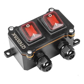 QTEATAK Inline Cord Switch Outdoor Switch DPST AC/DC 20A-125V, 16A-250V, 30A-24V, 35A-12V IP66 Red Double Switch Single Side Double Hole Waterproof Switch Box