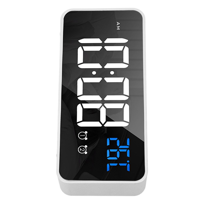 Mirror LED Alarm Clock Two Sets of Alarm Rechargeable Voice
