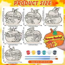 Vertintong 24 Sets Fall Pumpkin Crafts Color Your Own Wooden Pumpkin Decorations for Kids DIY Coloring Autumn Blessing Tabletop Decor for Home Thanksgiving Gift Classroom Party Supplies