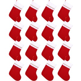 Cooraby Red Felt Christmas Stockings Xmas Fireplace Hanging Stockings Holiday Decorations Stockings for Christmas Decorations (16, 9 inches)