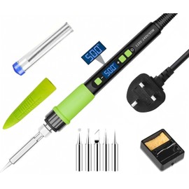 YEEHONEC Soldering Iron Kit | 90W LCD Soldering Iron with Auto Sleep Function | Adjustable Temperature 180°C-500°C | 5 Soldering Tips + Stand + Soldering Wire