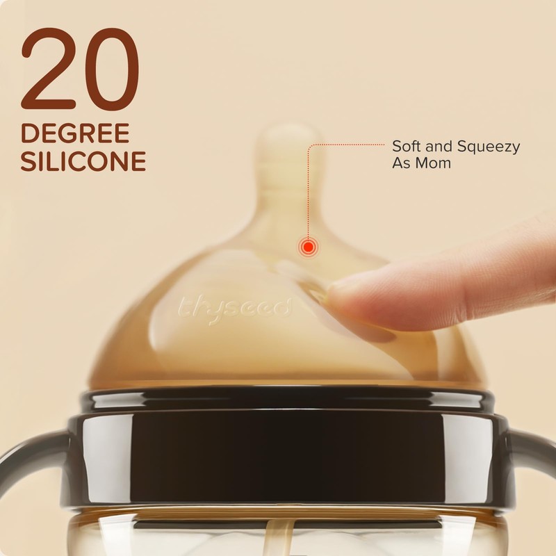 Thyseed Baby Bottle Nipple Infant Silicone Replacement Nipples 10+ Month