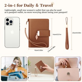 JUYANO Women's Wallets, RFID Blocking Small Purses for Women with Detachable Wristlets, Ladies Purse Passport Holder Travel Wallet with 11 Card Slots and Zipper Coin for Daily Use or Traveling