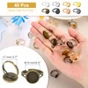 sourcing map 40Pcs Metal Ring Base Blank, 10mm Adjustable Pad